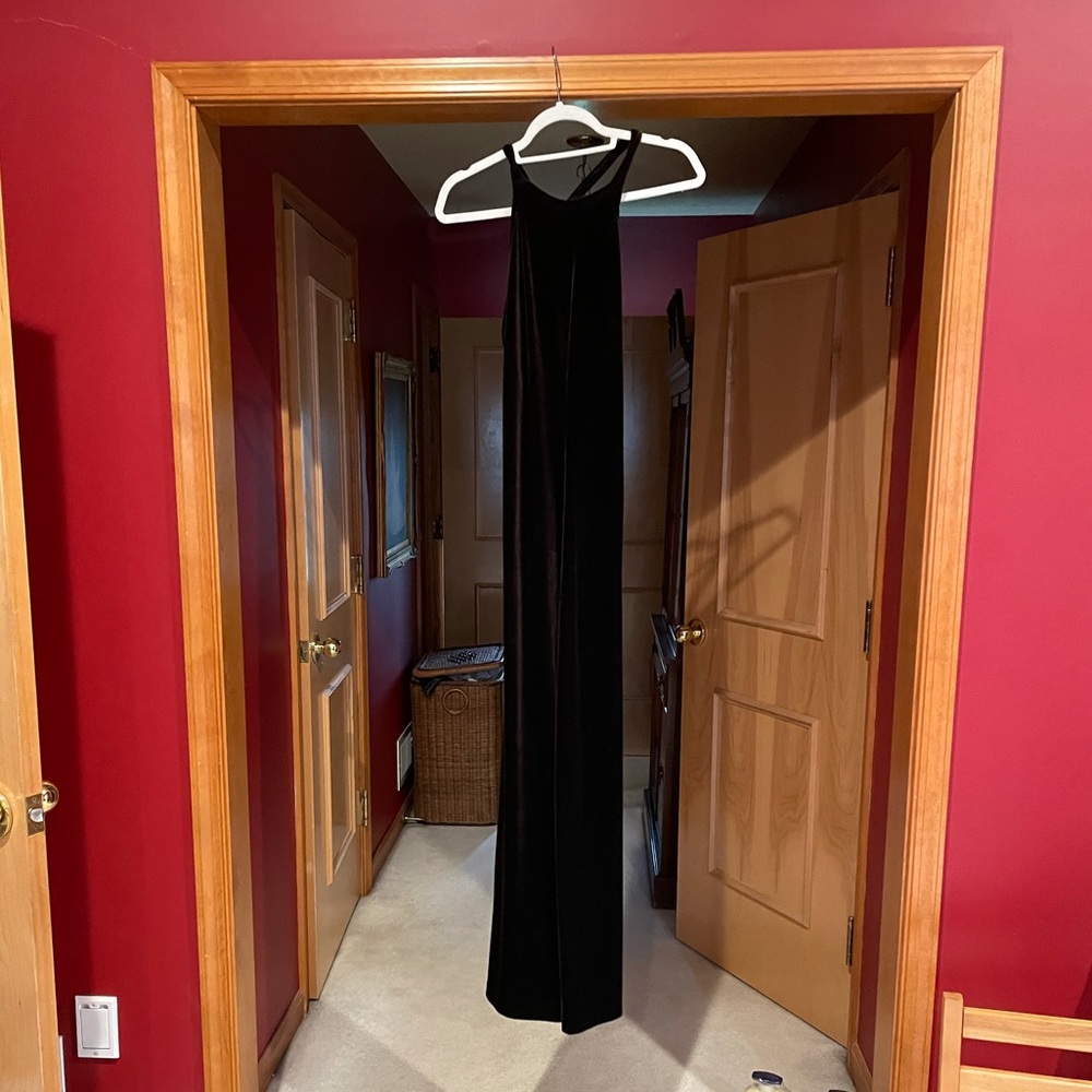 Brown maxi velvet dress